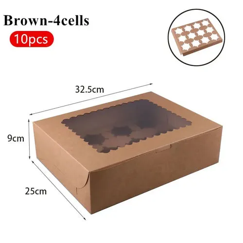 10Pcs/set Portable Transparent Window Cupcake Box