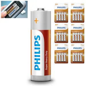 24 AA Philips Zinc Chloride Batteries R6 1.5V Super Heavy Duty Use Double A Bulk