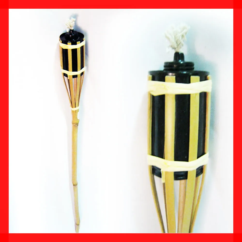 4 Bamboo Torch Tiki Tropical Decor Luau Party Garden Light Outdoor Lamp 3 Ft New