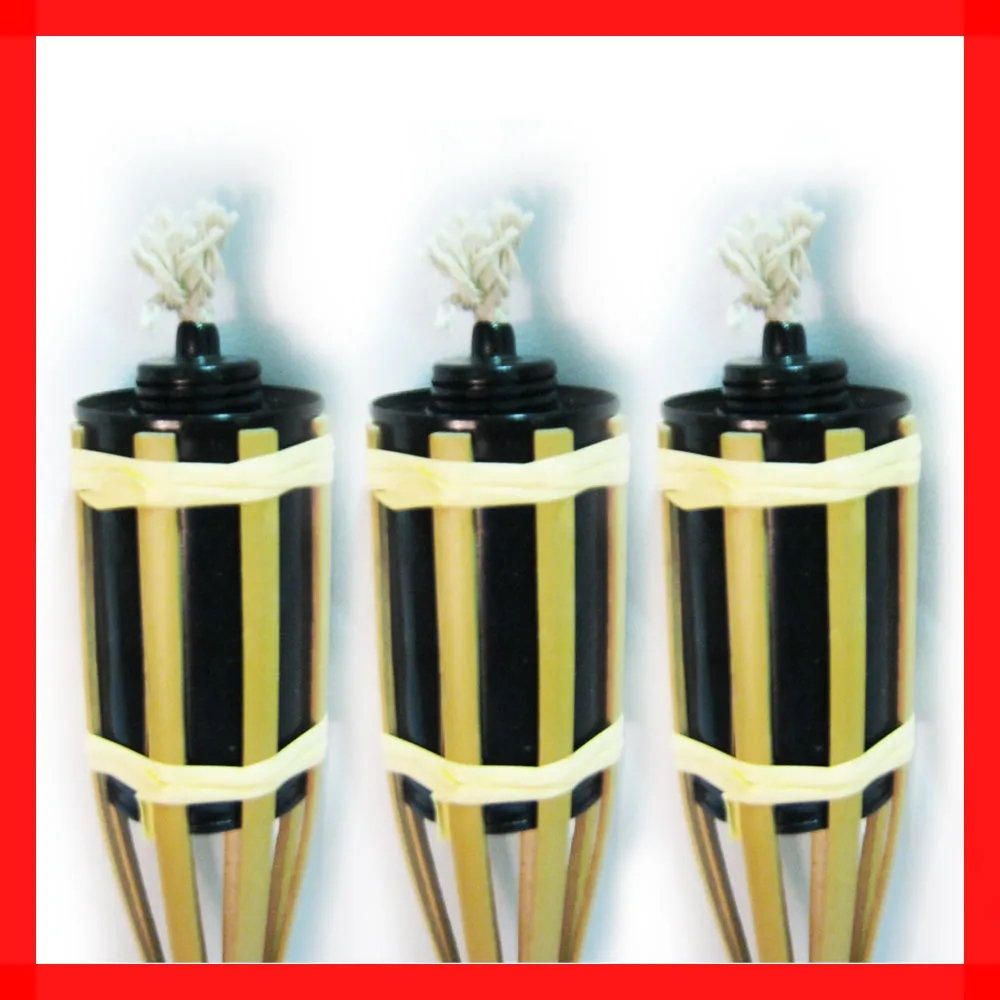 4 Bamboo Torch Tiki Tropical Decor Luau Party Garden Light Outdoor Lamp 3 Ft New