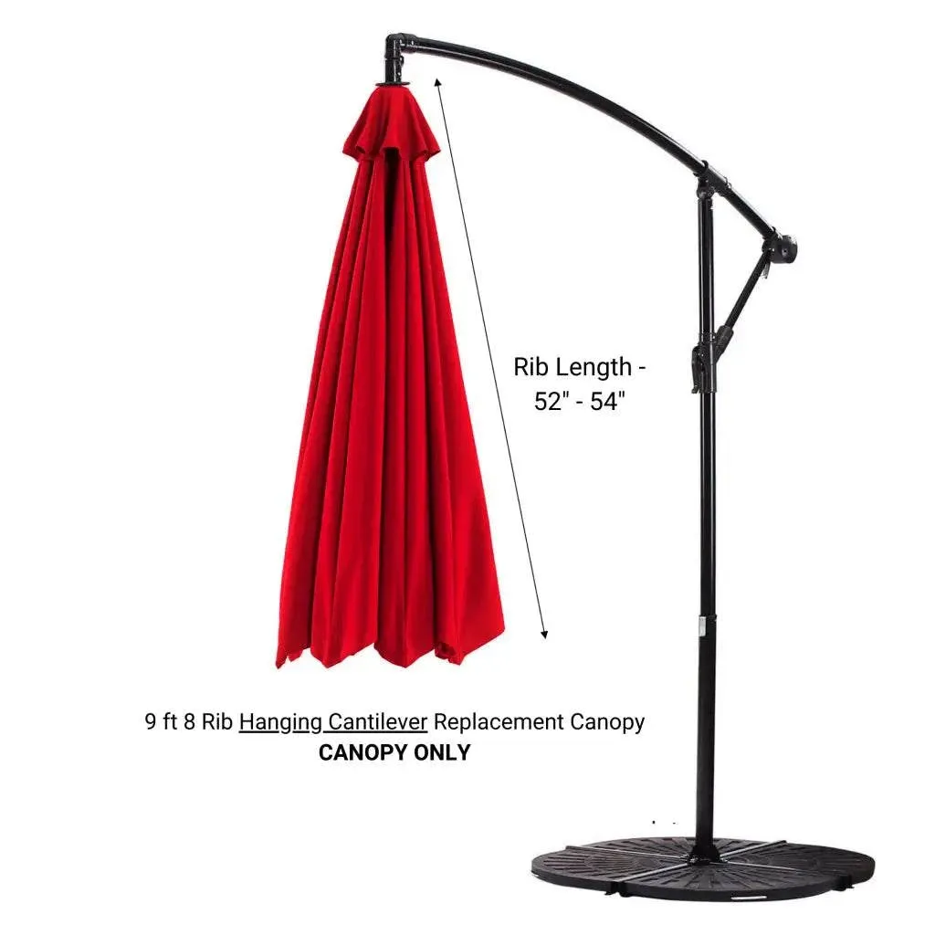 9ft Cantilever Hanging Umbrella 8 Rib Replacement Canopy Red