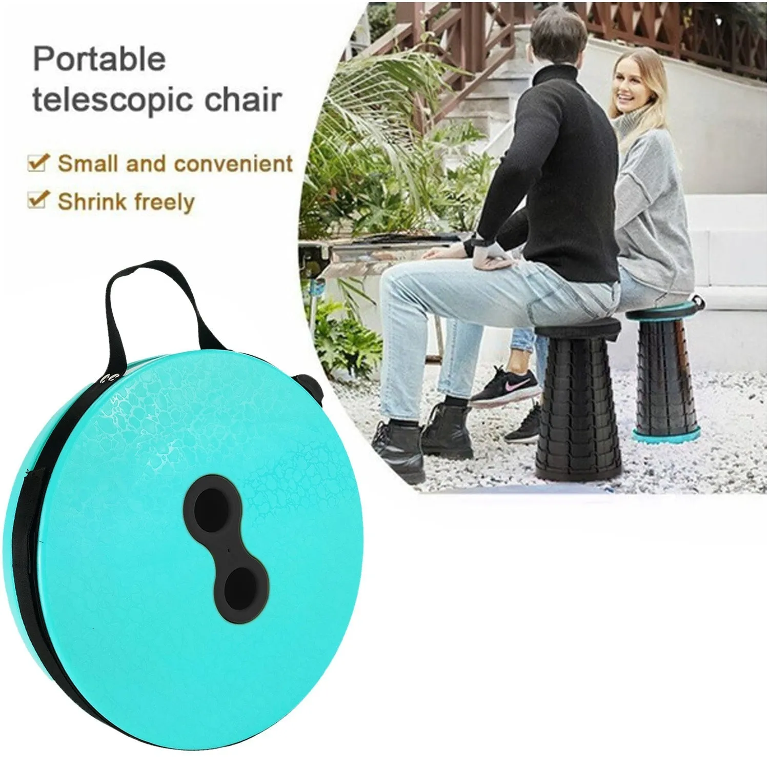 Foldable Height Adjusting Stool Space Saving Telescopic Stool (Mix Color)