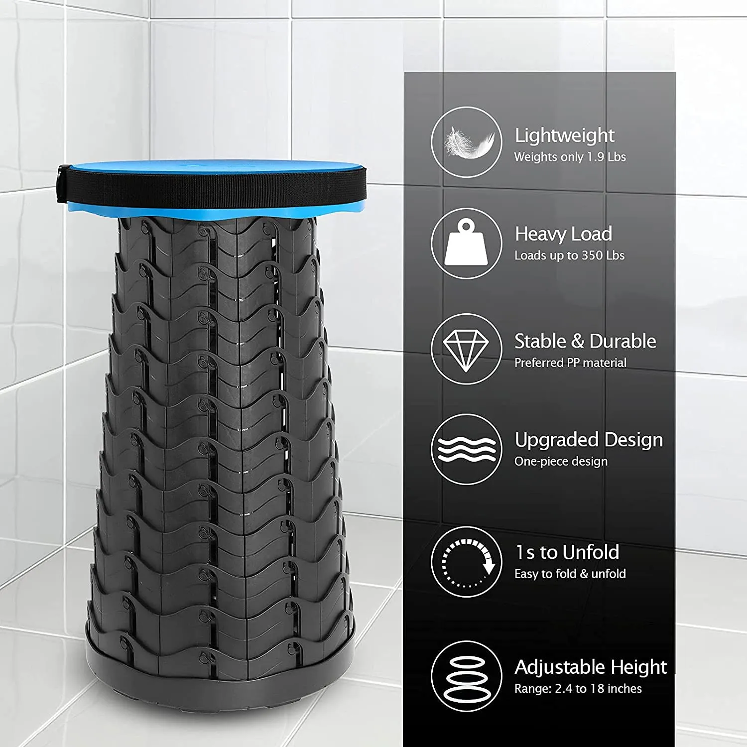 Foldable Height Adjusting Stool Space Saving Telescopic Stool (Mix Color)