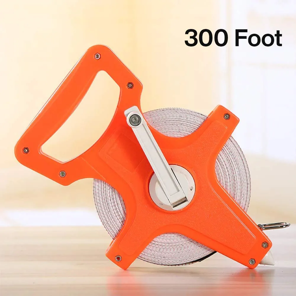Katzco Open Reel Measuring Tape - 300 Foot Reel Fiberglass Tape Measure - Retractable