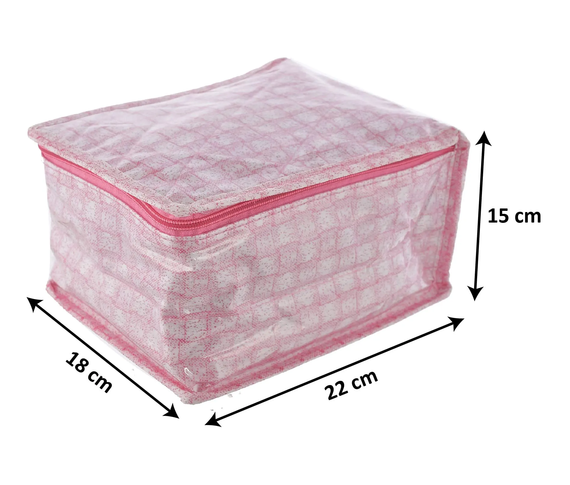 Kuber Industries Check Design Laminated PVC Jewelry Organiser Jewelry Storage Bags for Necklace, Earrings, Rings, Bracelet With 10 Transparent Pouches (Pink)-HS43KUBMART25836