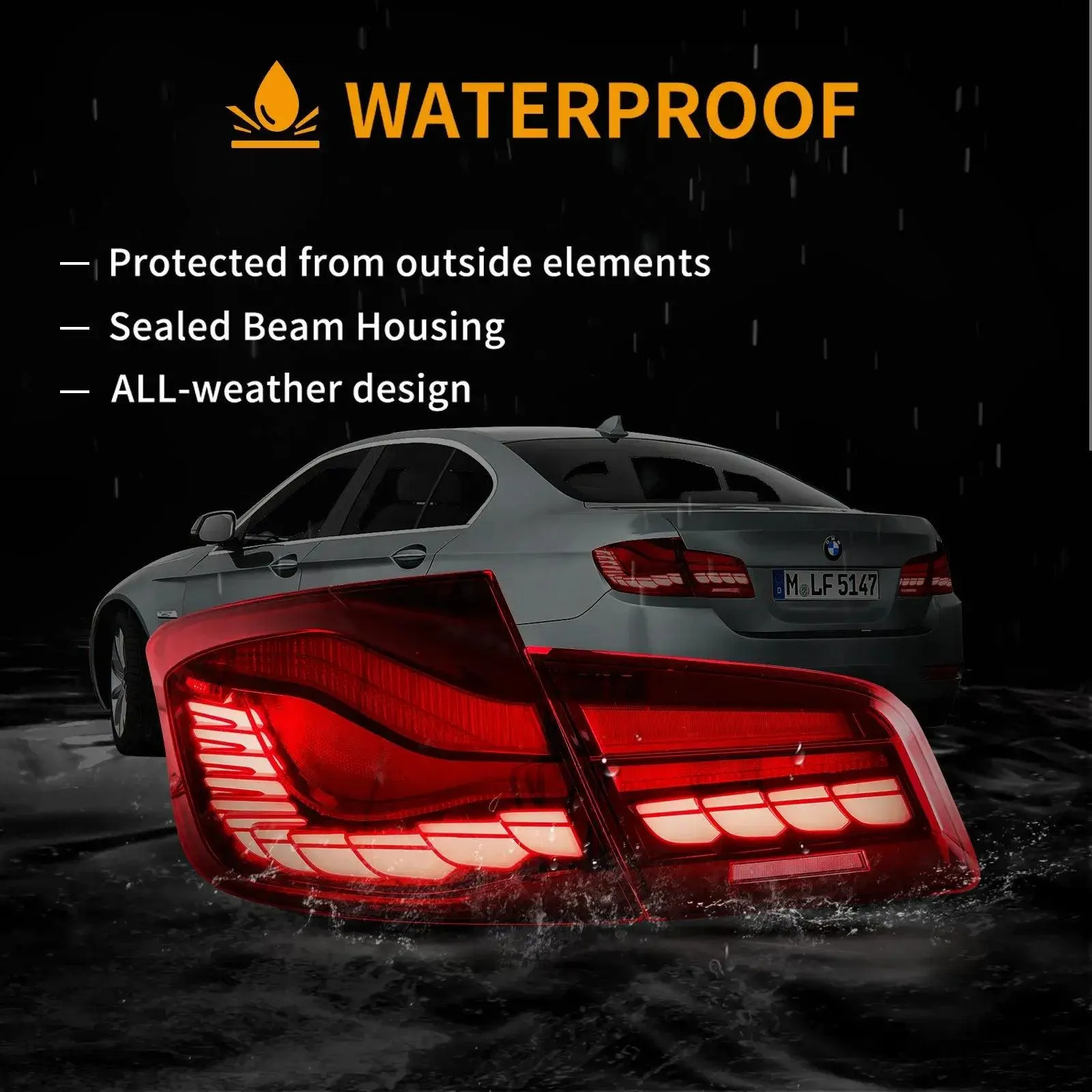 LED Tail Lights Assembly With Dynamic Welcome Light [CS Style] For 2011-2017 BMW 5 Series M5 6th Gen (F10 F18)