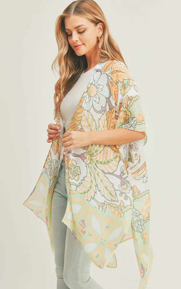 MS0278 Floral Multi Pattern Cover-up Kimono
