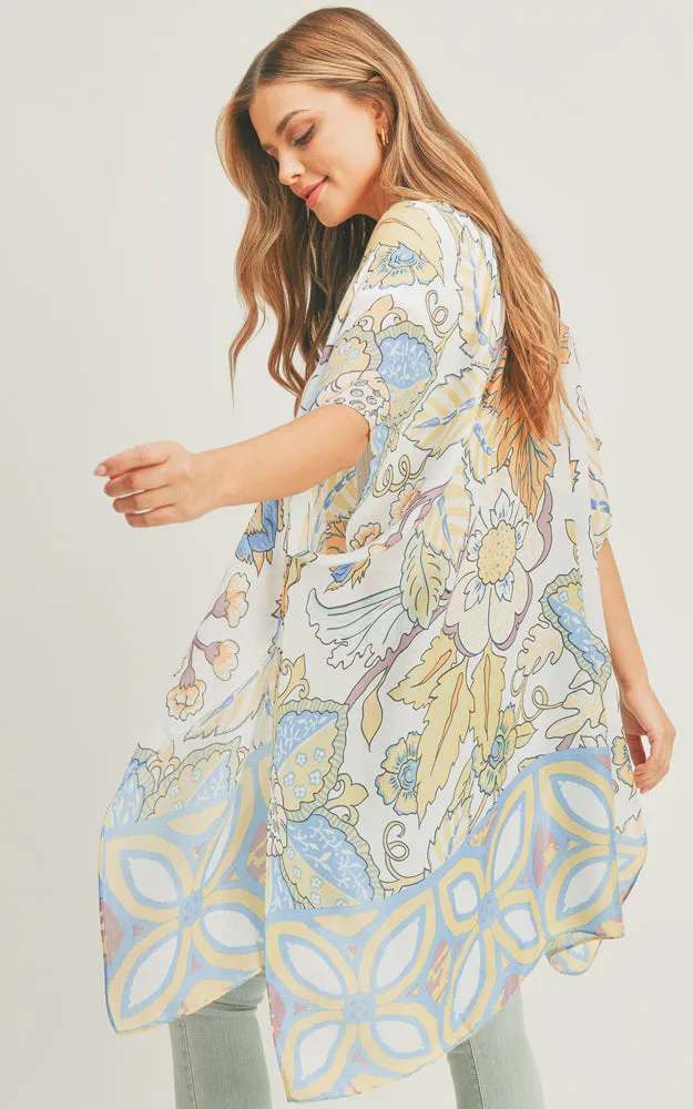 MS0278 Floral Multi Pattern Cover-up Kimono