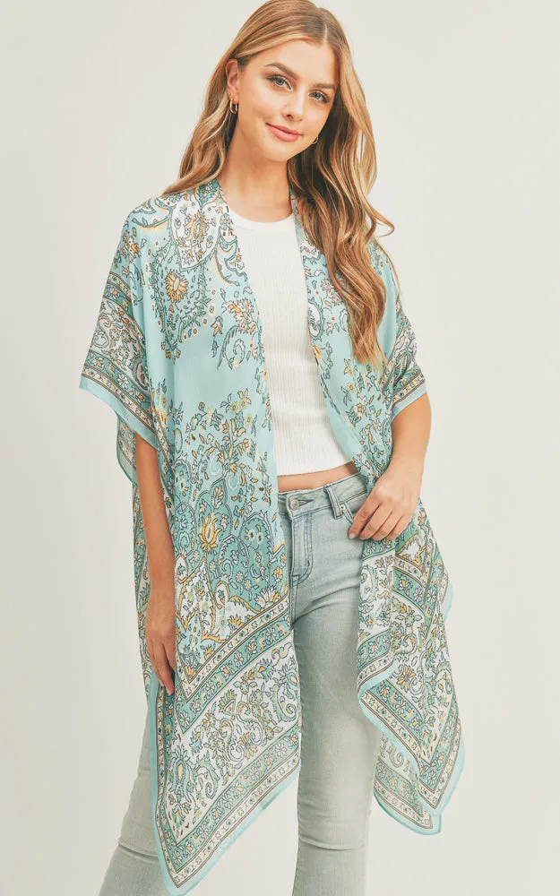 MS0279 Boho Multi Pattern Cover-up Kimono