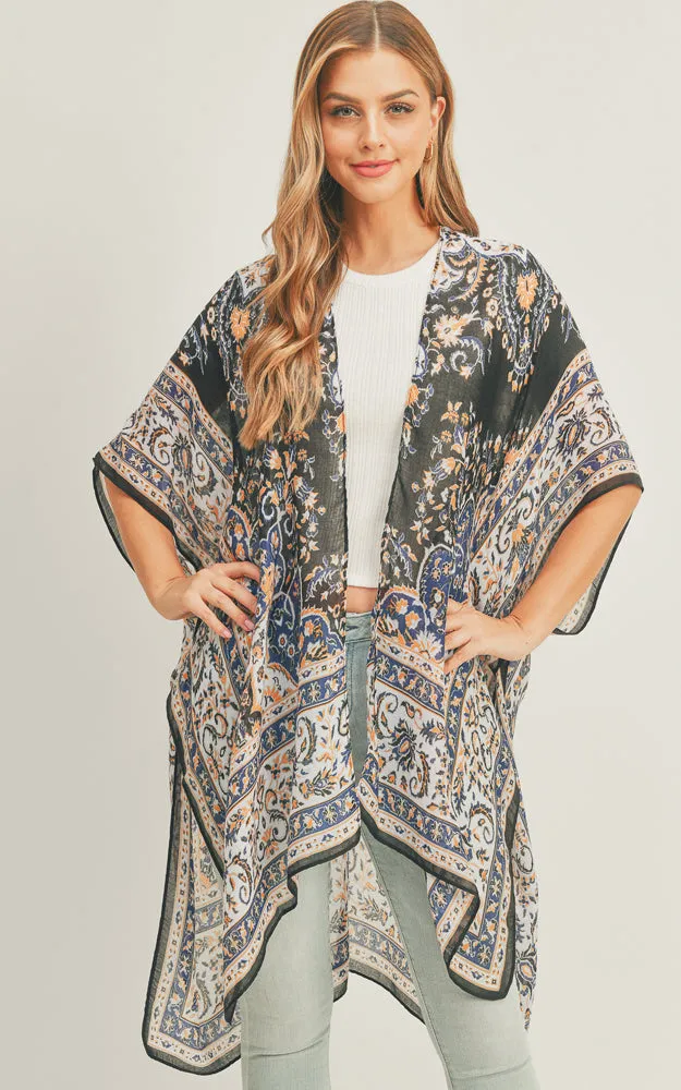 MS0279 Boho Multi Pattern Cover-up Kimono