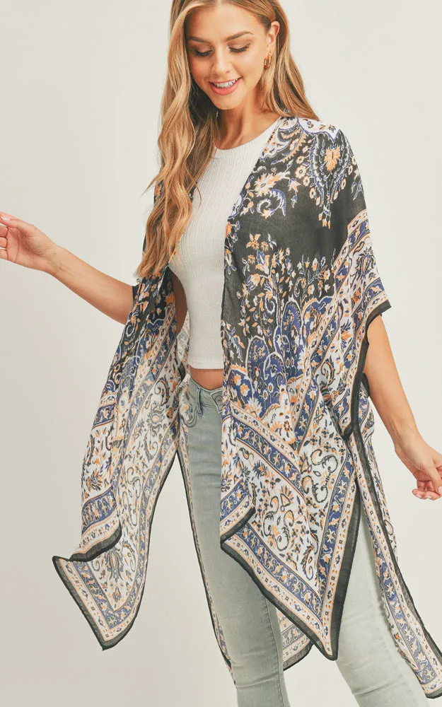 MS0279 Boho Multi Pattern Cover-up Kimono
