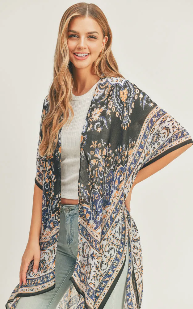 MS0279 Boho Multi Pattern Cover-up Kimono