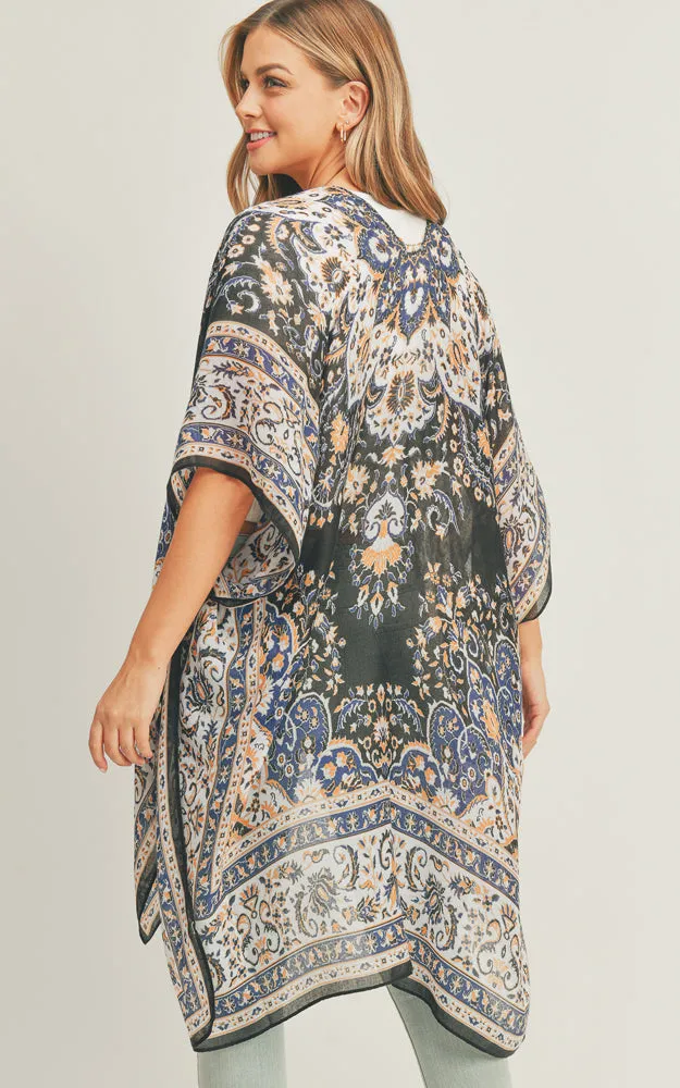 MS0279 Boho Multi Pattern Cover-up Kimono