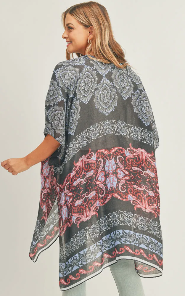 MS0281 Boho Paisley Pattern Cover-up Kimono