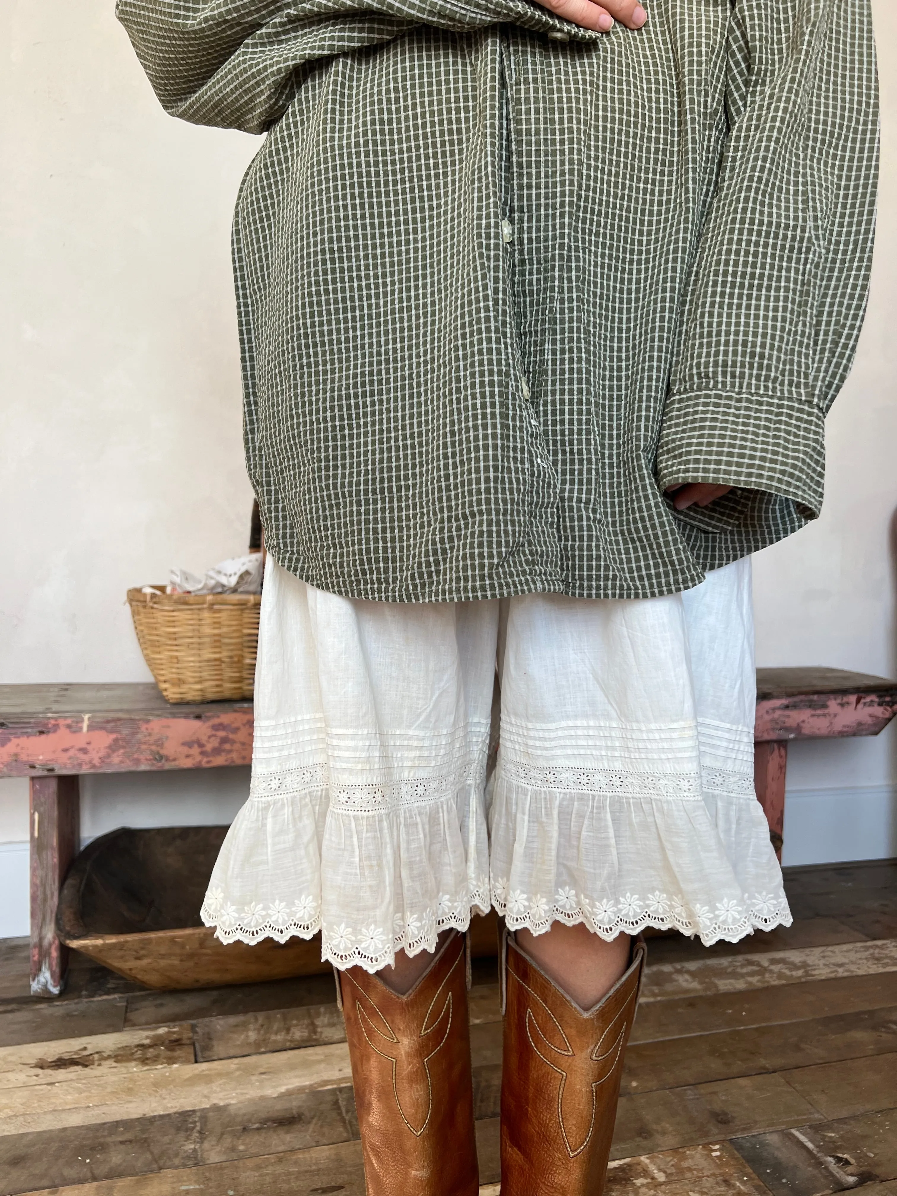 Olive Green Checkered Button-Up