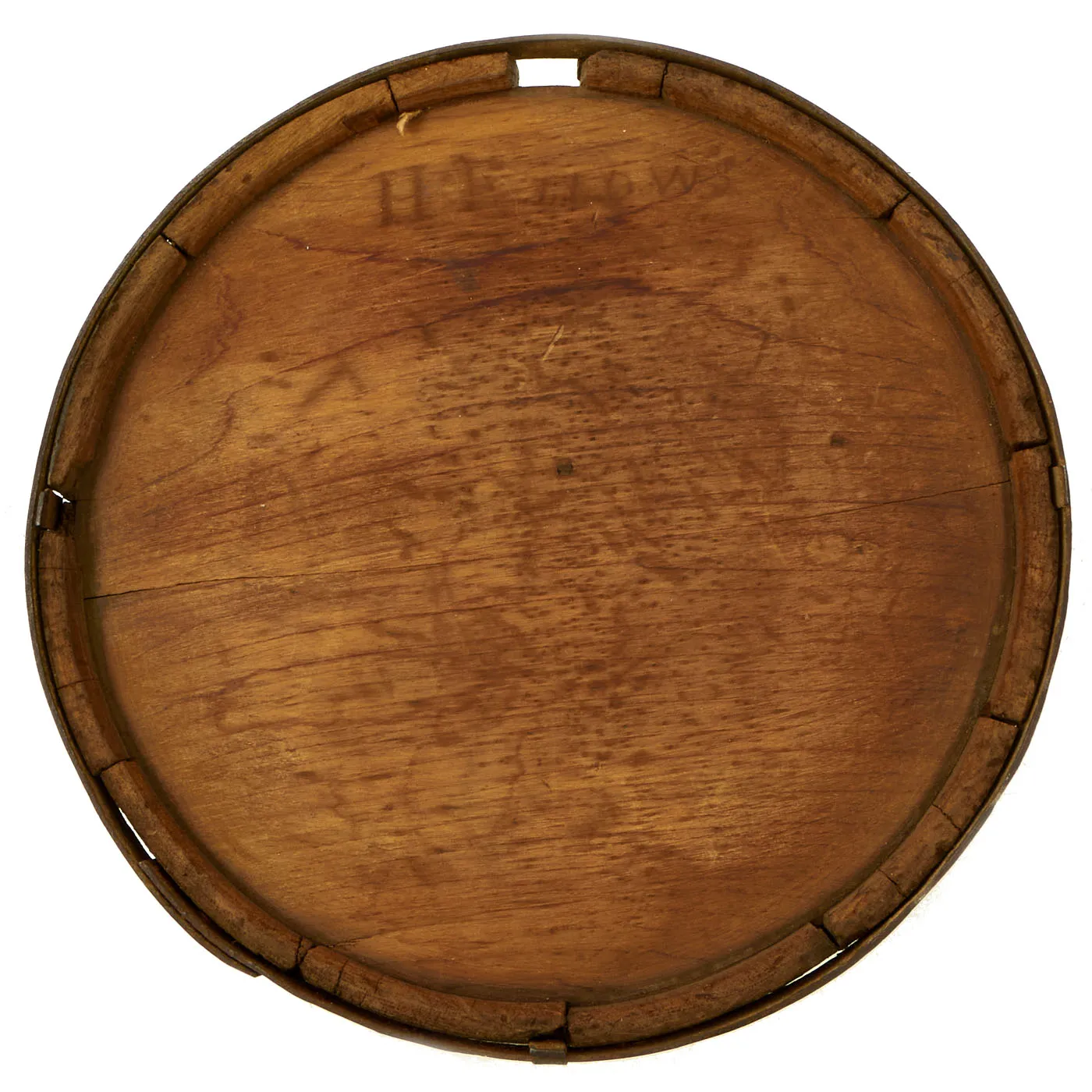 Original U.S. Civil War Rare Confederate Issue Named Wooden Drum Canteen - H. Fellows, 34th Arkansas Infantry