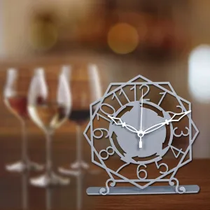 RAYART Stylish Table Clock, Tabel Watch, Manual Adjustment, Easy Battery Replacement, Ideal for Vintage Decor for Home & Office (Height 19 cm).