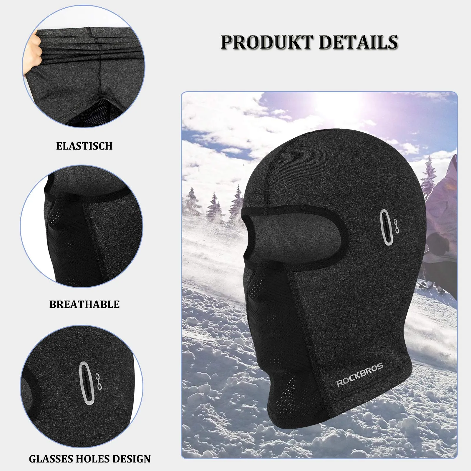 ROCKBROS Windproof Balaclava Winter Face Cover Thermal Fleece Neck Warmer