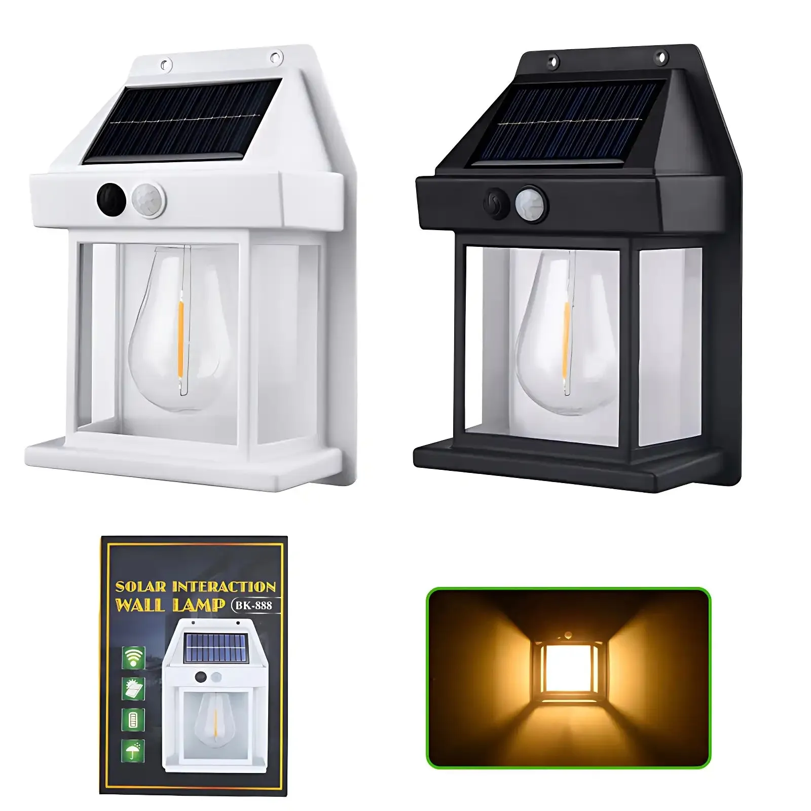 Solar Tungsten Bulb Light 360 Motion Sensor Bright LED Wall Light