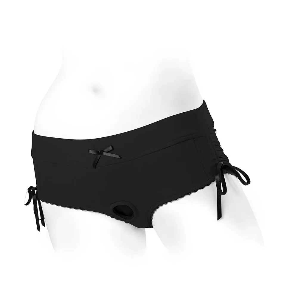 SpareParts Sasha Cinch Booty Short Harness Black Size XXS