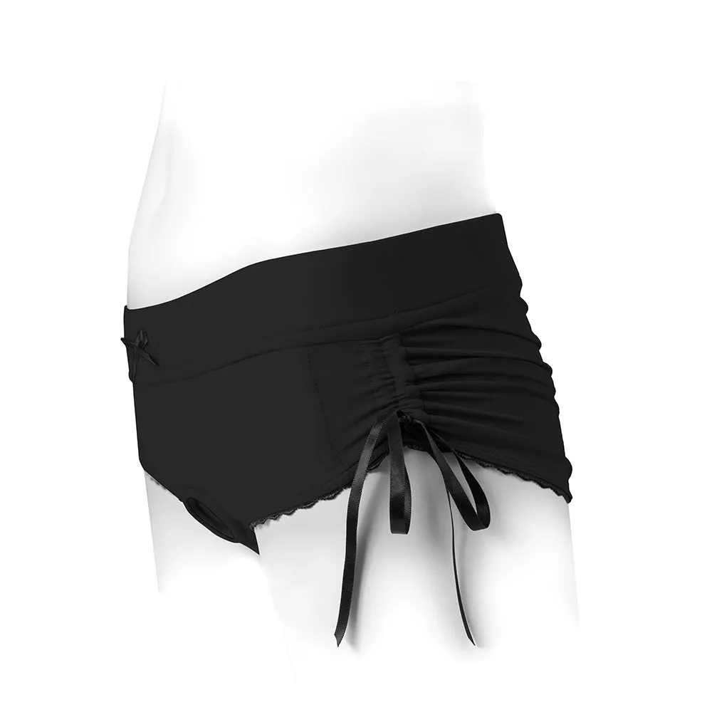 SpareParts Sasha Cinch Booty Short Harness Black Size XXS