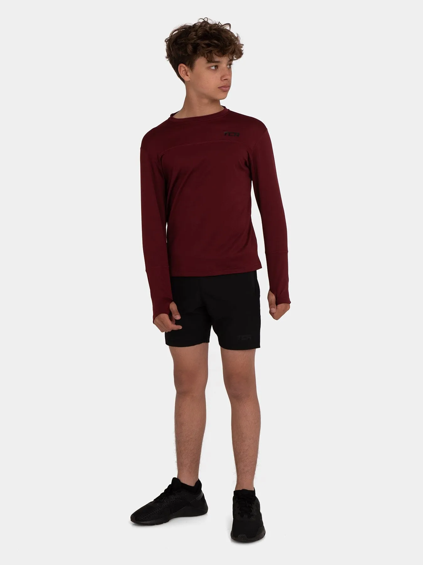 Stamina Long Sleeve Crew Neck Running Top For Boys With Thumbholes