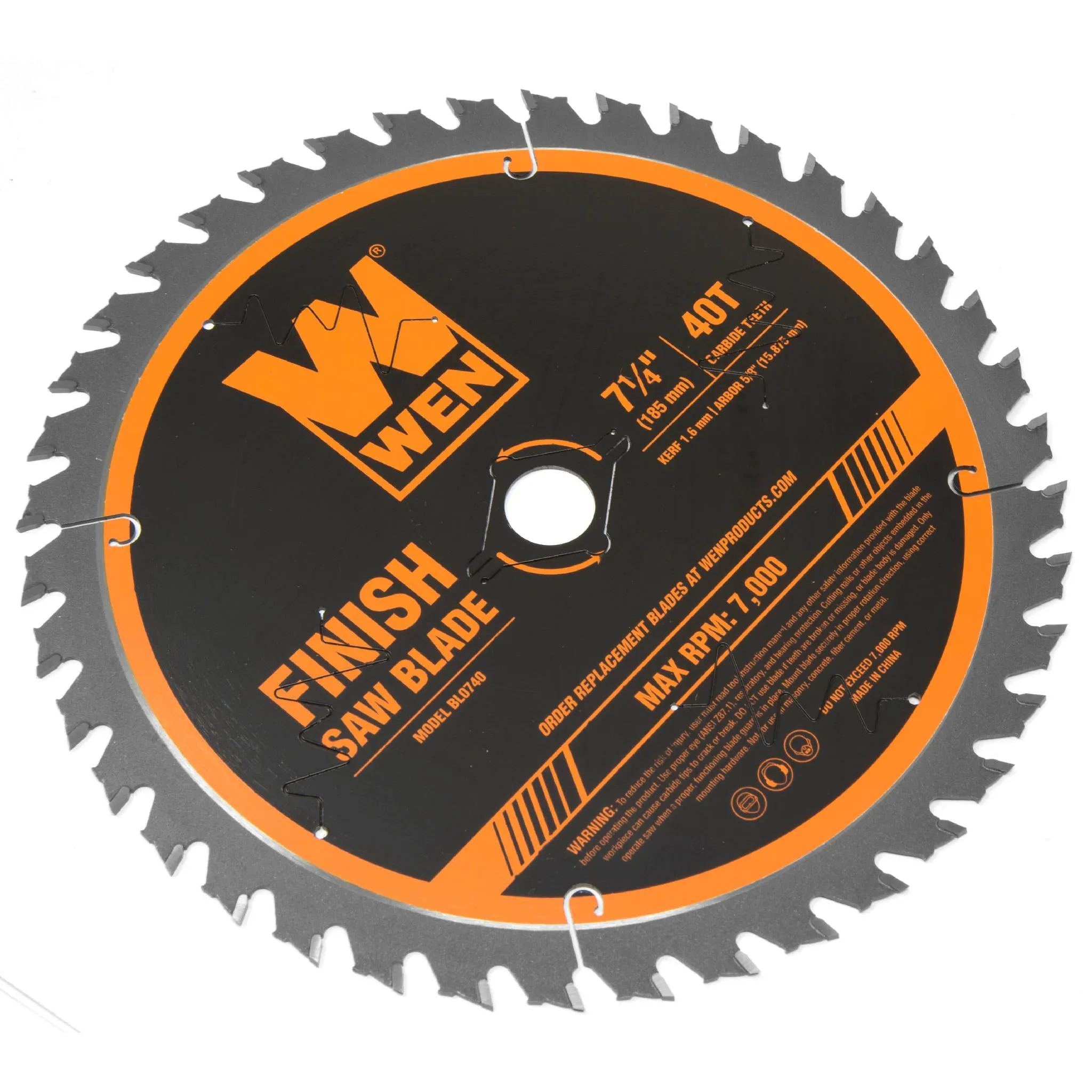 WEN BL0740 7.25-Inch 40-Tooth Carbide-Tipped Professional Finish Saw Blade for Miter Saws and Circular Saws
