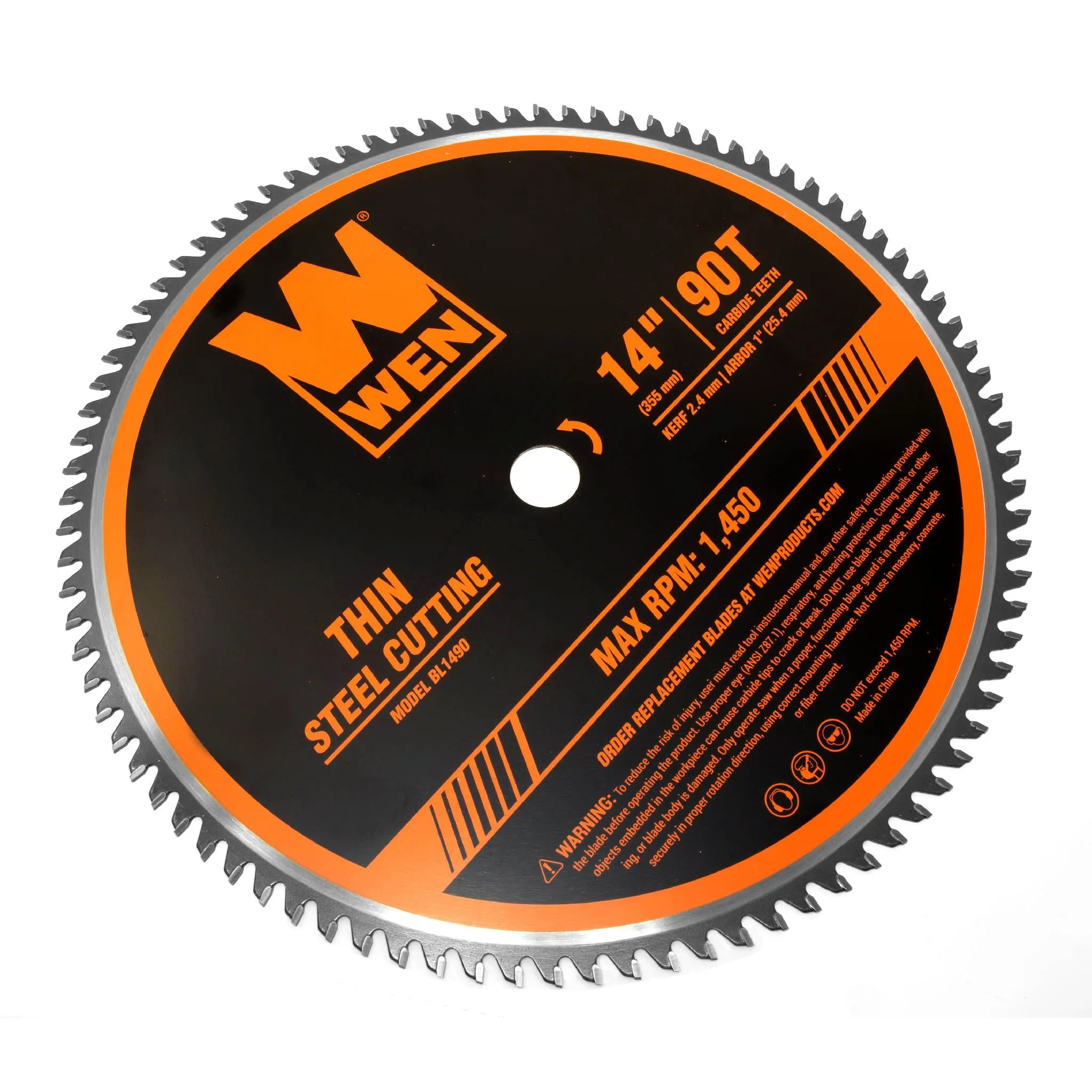 WEN BL1490 14-Inch 90-Tooth Carbide-Tipped Professional Metal Saw Blade for Thin Steel Cutting