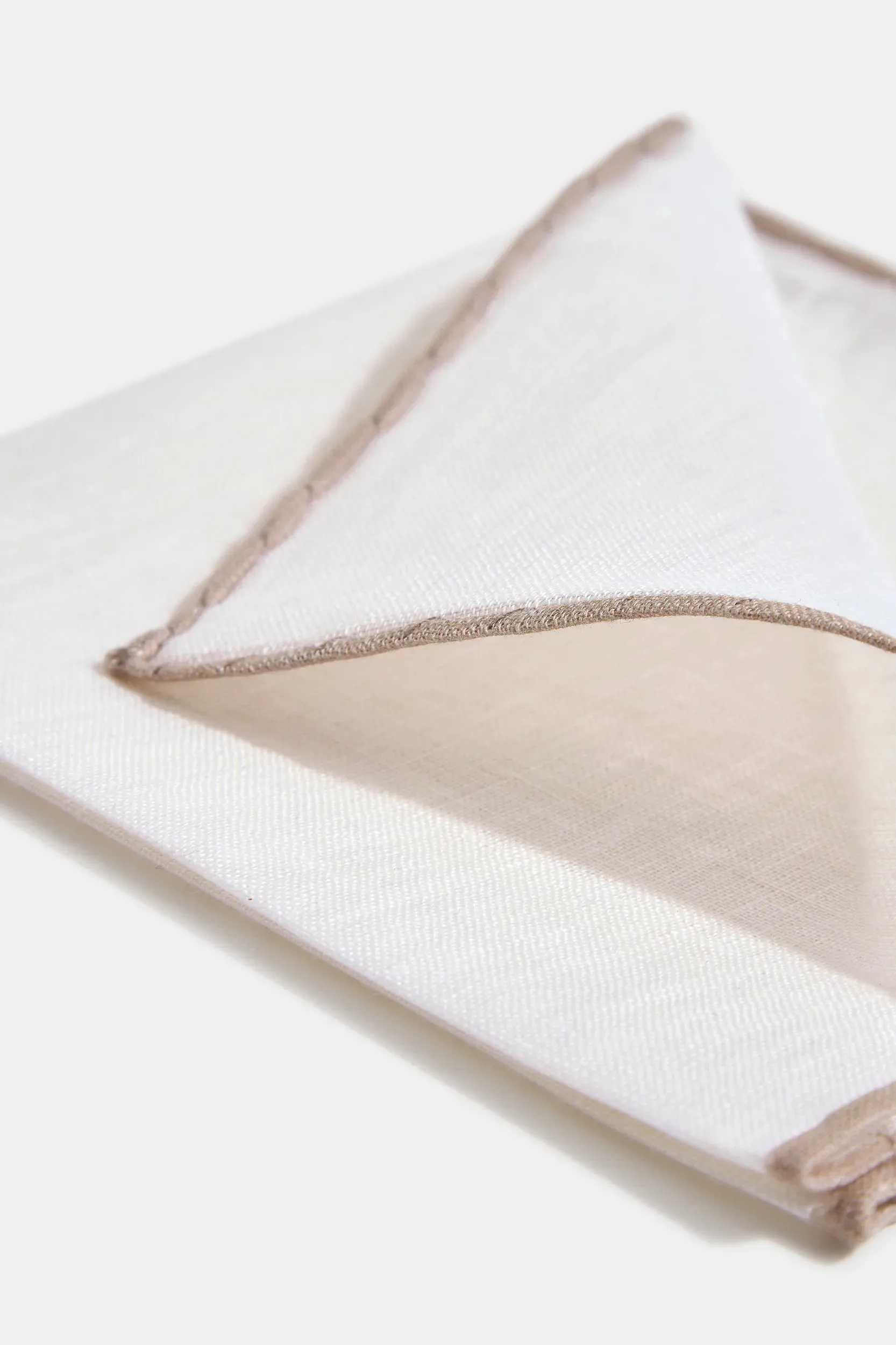 White/Beige linen pocket square - Made in Italy